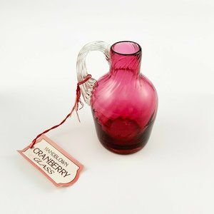 Vintage Pilgrim Pink Cranberry Glass Creamer Pitcher Thanksgiving Decor